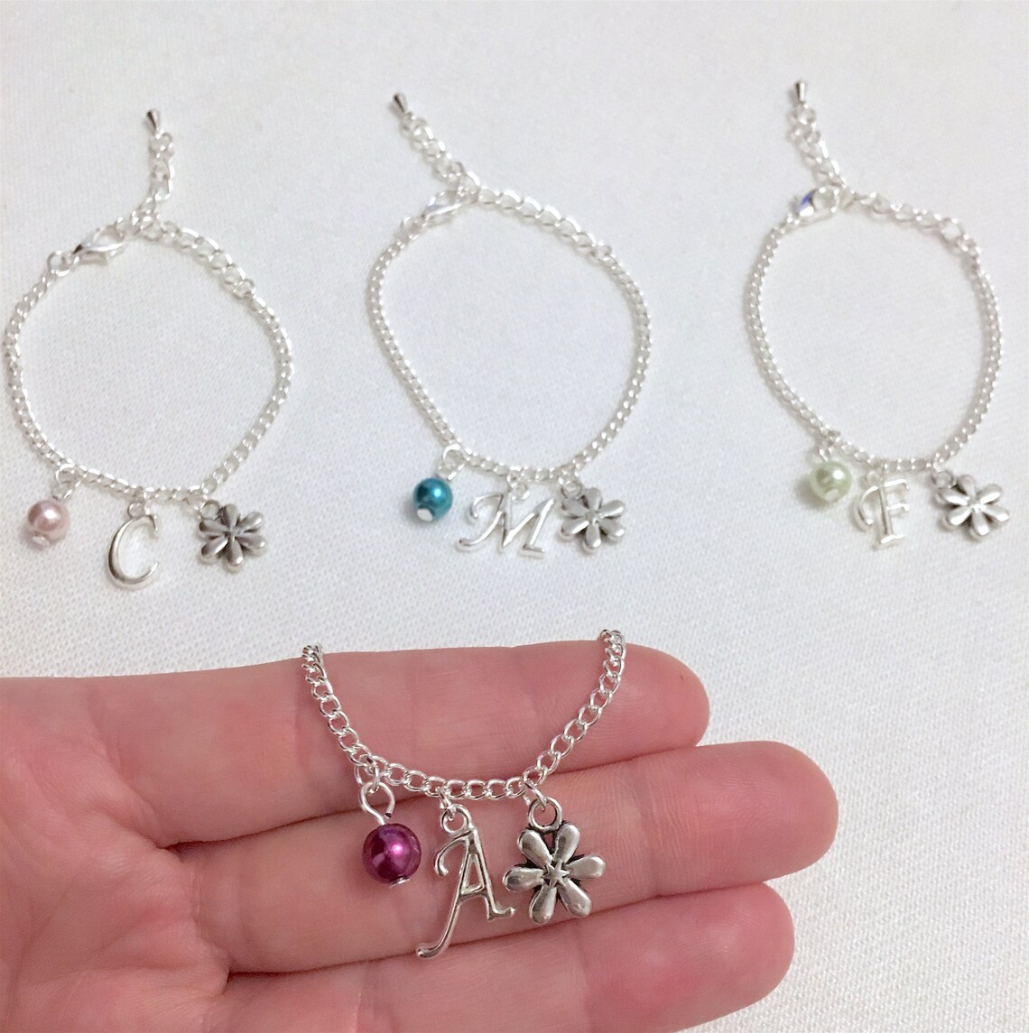 Flower girl gift flower girl bracelet flower girl charm Etsy