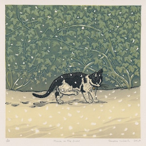 Minim in the Snow, Linocut. Limited Edition Print.