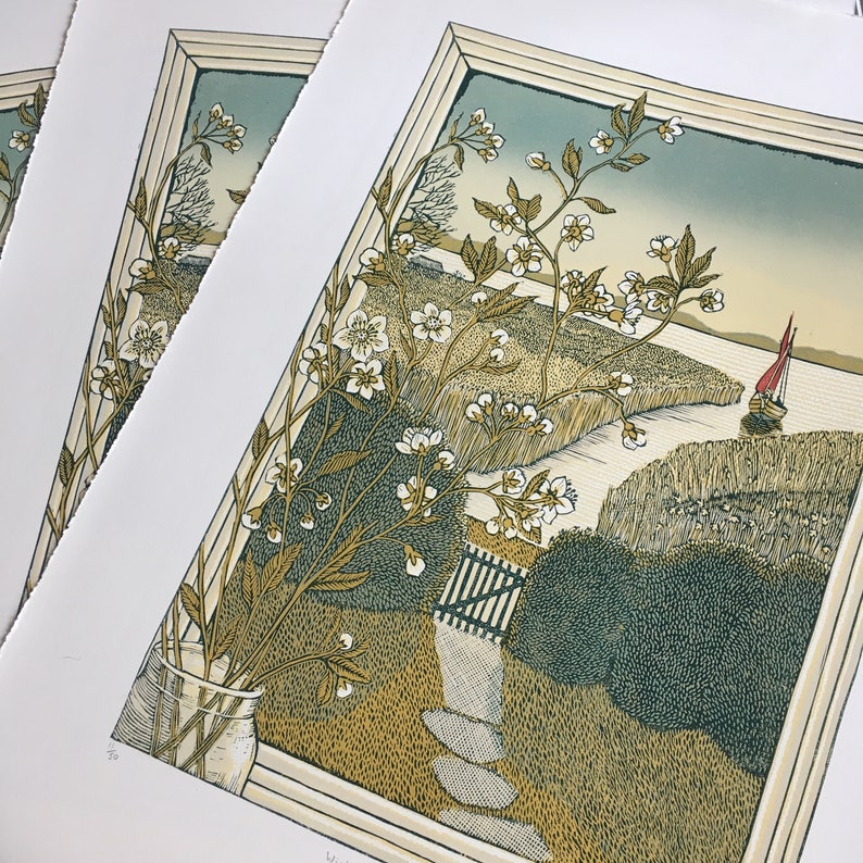 Winkle Brig on the Broads, Linocut. image 2