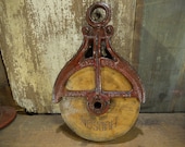Antique Hudson Barn Pulley, Industrial Cast Iron Pulley, Rope pulley, Straight off the farm