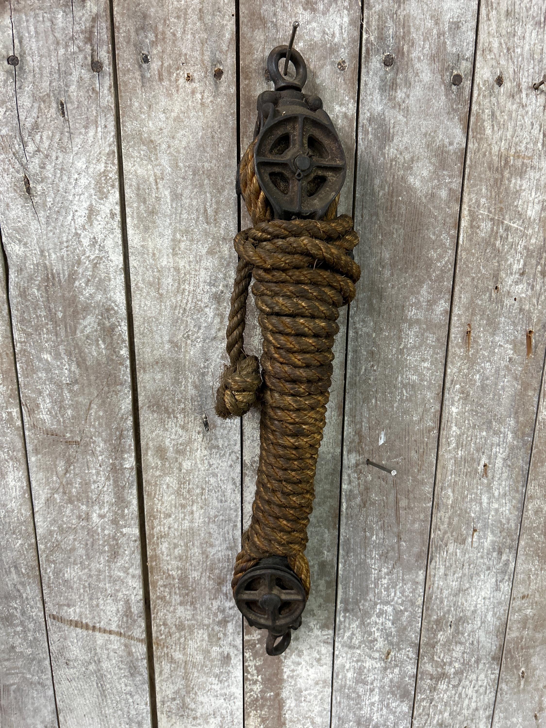 Vintage Barn Pulley, Industrial Iron Pully, Rope Pulley, Straight off ...