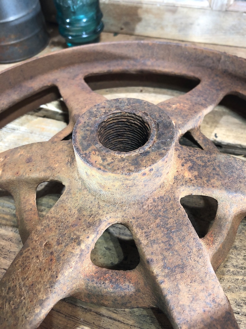 Vintage Industrial Salvage Steampunk Metal Wheel farm Etsy