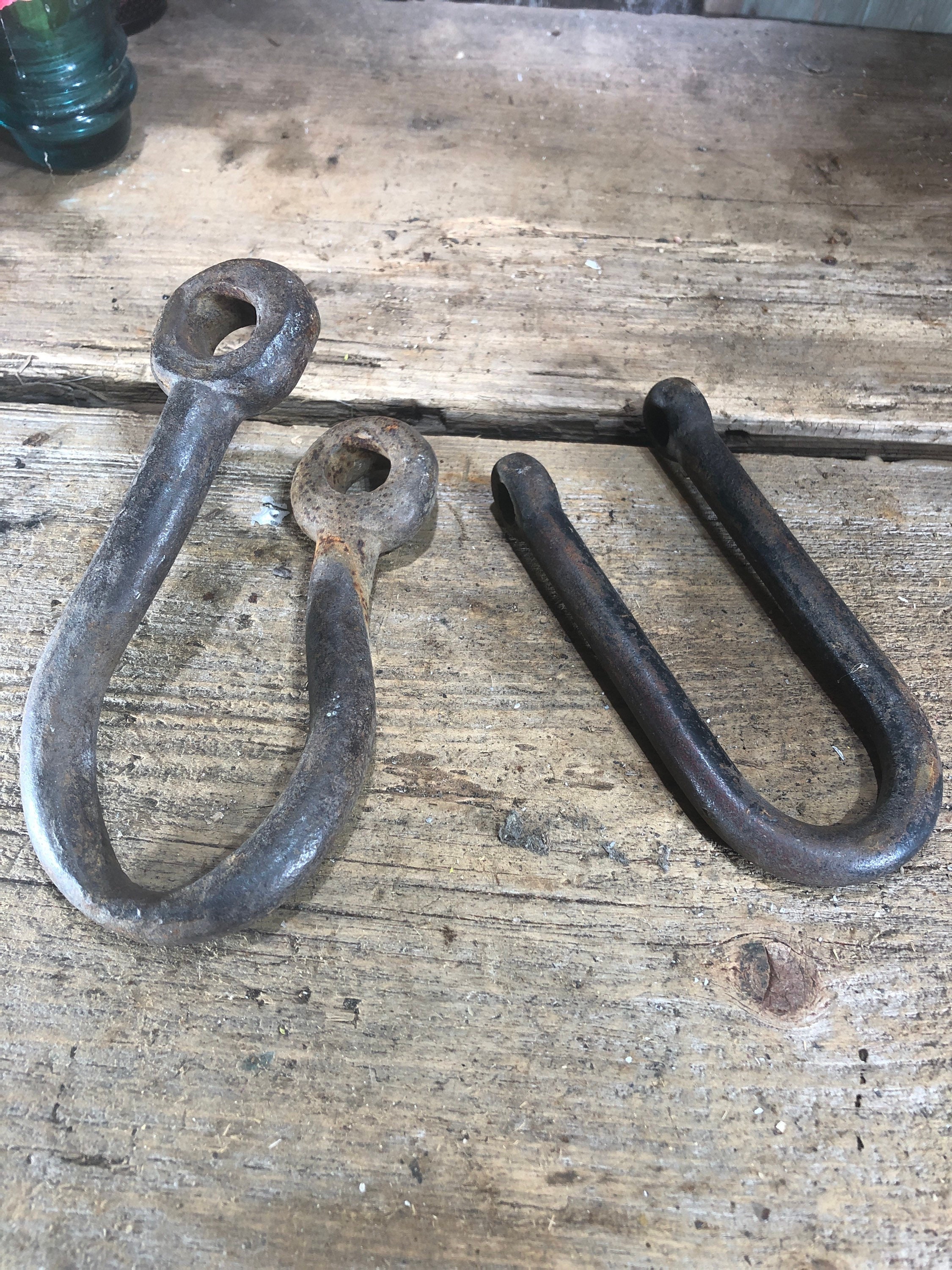 Vintage Hay Bale Hook or Butcher's Ice Grapple hook - Cast Iron/Steel 9”