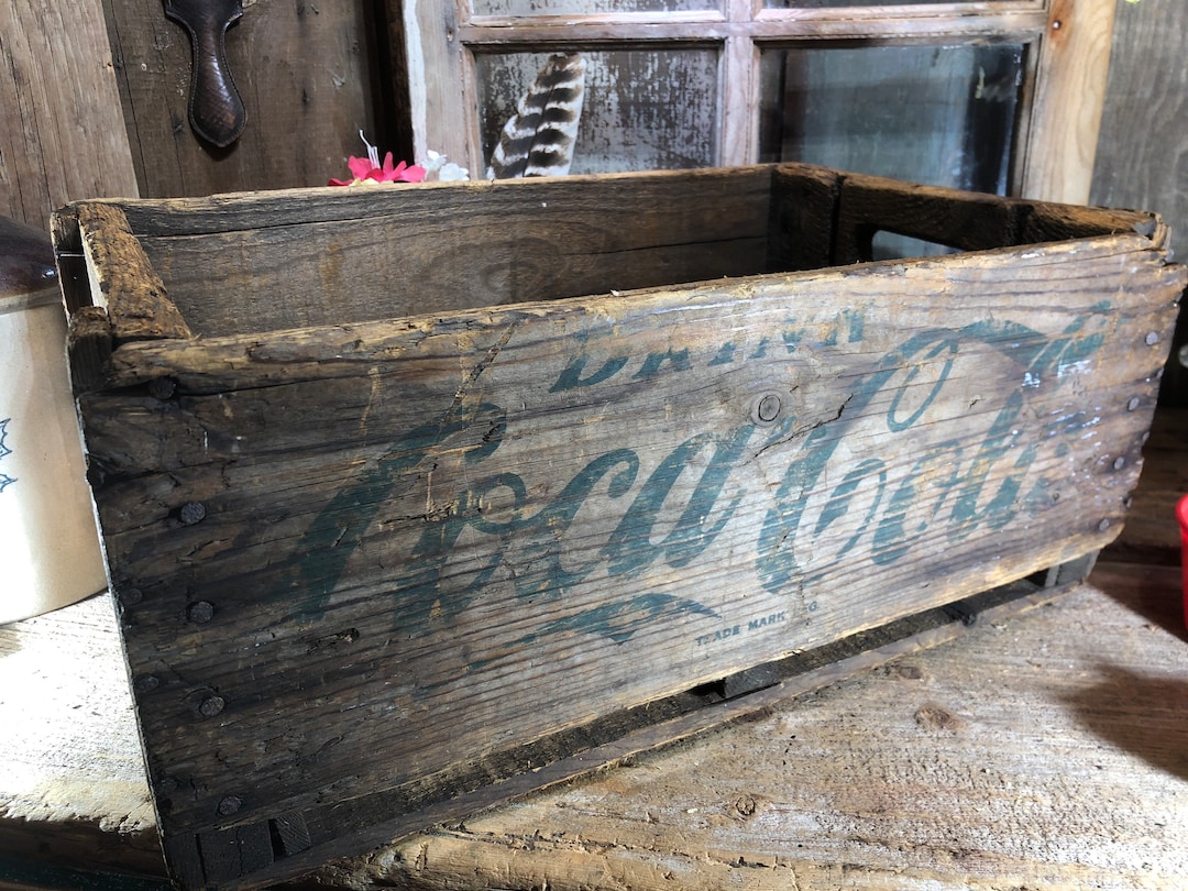 ★Coca-Cola！woodbox！男前！USED★ Vintage '93 Coca Cola Wooden Box Crate w/ Checker Board +