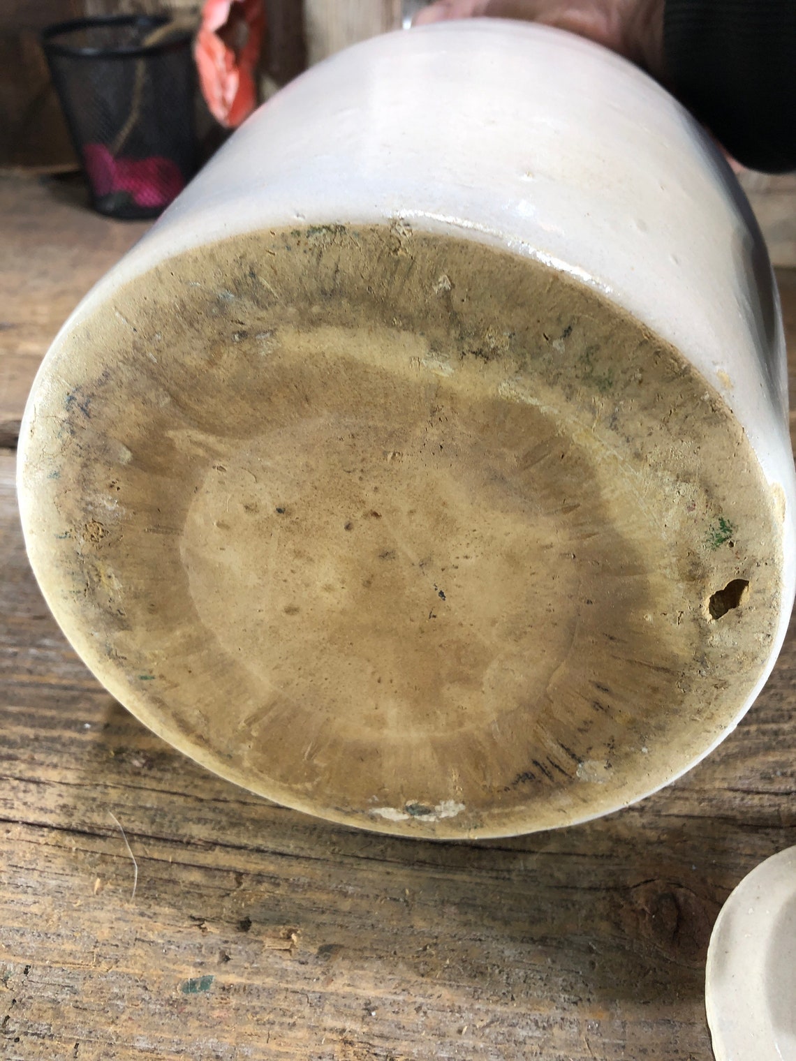 Vintage Crock / Cookie Jar Farmhouse Find. Hand Painted Etsy