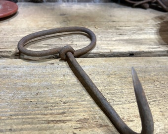 Forged primitive Hay hook, Bale Hook , Meat Hook. Straight From the barn