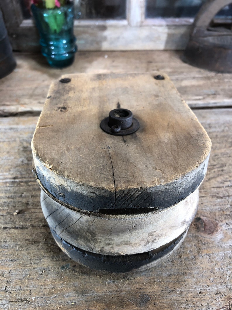 Vintage Rope Pulley, Hay Pully, Farm Tool, Block and Tackle, Old ...