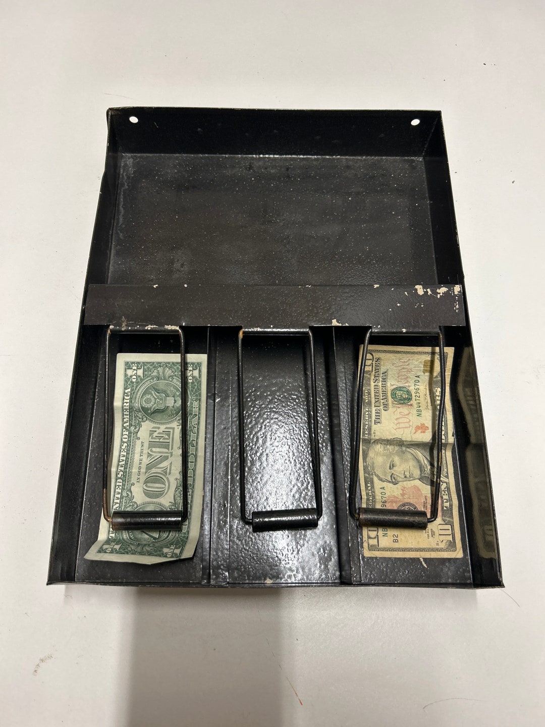 Antique Metal Cash Drawer. Money Box. Cash Box, Craft Box. Garage Sale