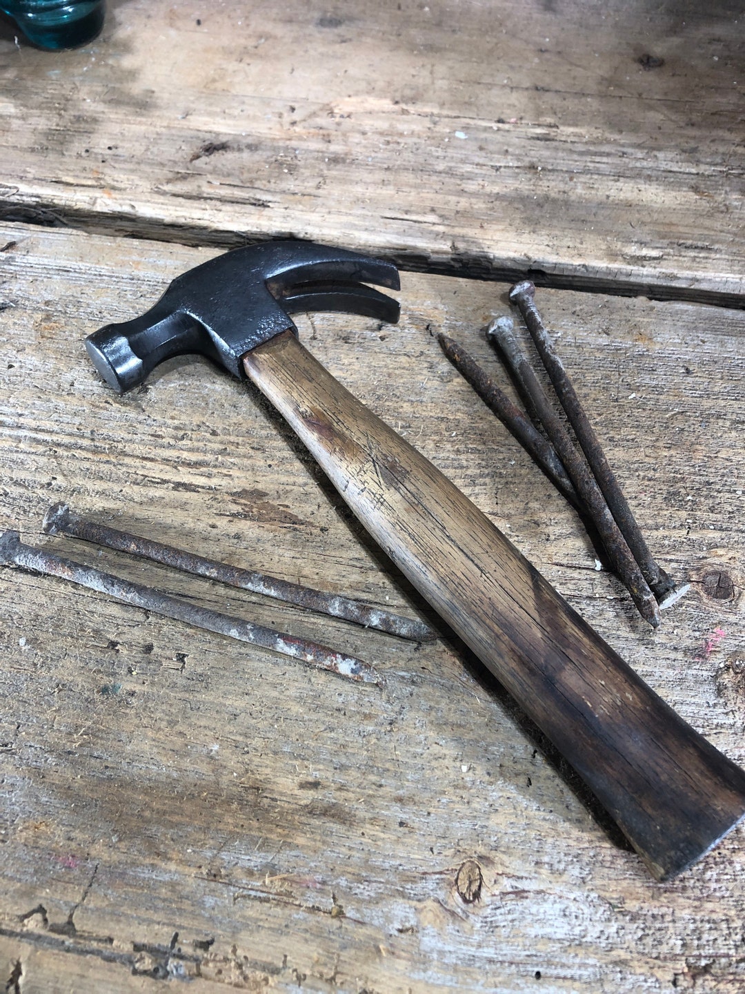 Vintage Claw Hammer Hickory Handle Carpenter Woodwork Etsy