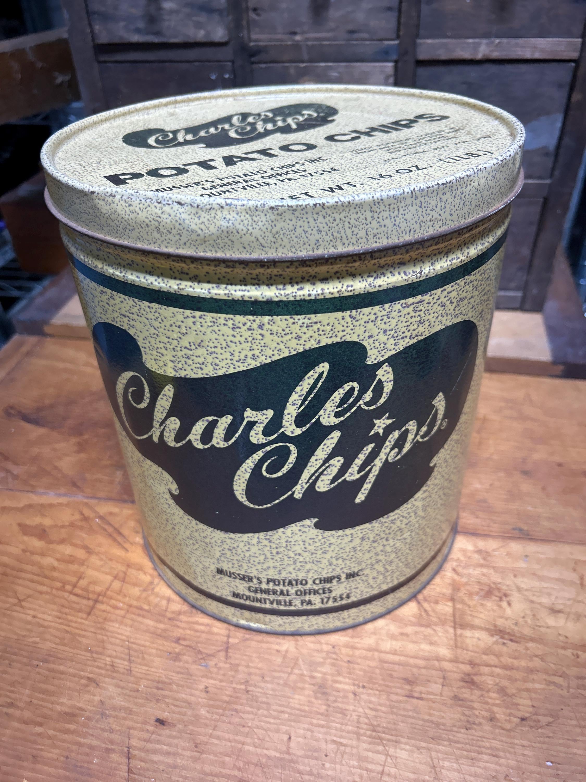 Antique Charlie's Chips Tin 1 Lb. Original Tin, Mountville PA - Etsy