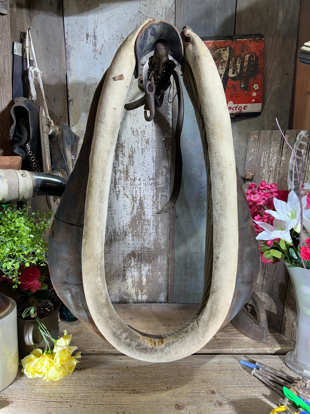 Vintage 1800s Horse Collar Yoke Harness.. Leather Large Etsy
