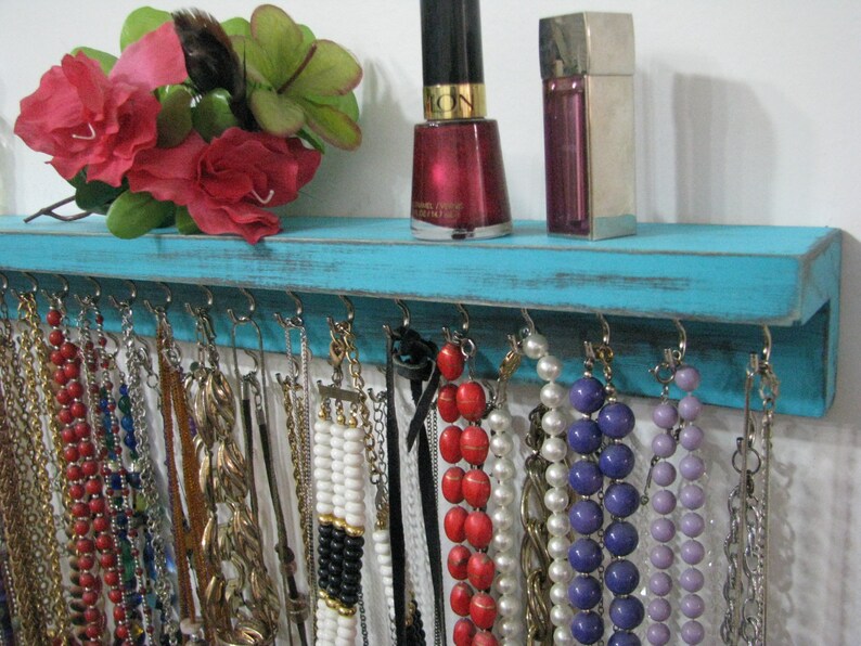 Necklace Holder Necklace Organizer Many colors Turqouis 24 inch. Large Necklace Hanger