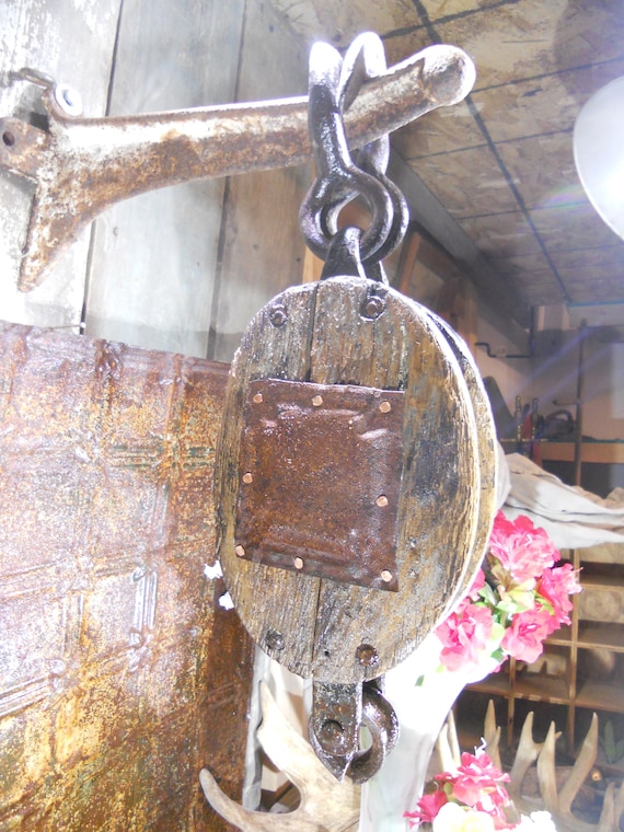 Antique Barn Pulley, Rope Pulley, Straight off the Farm 