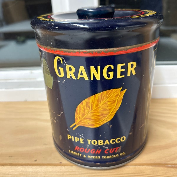 Vintage Granger Tobacco Tin, Hoosier cabinet display, pipe tobacco container