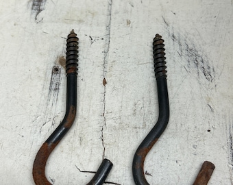 2 Vintage Metal Plant/pulley hooks screw lag