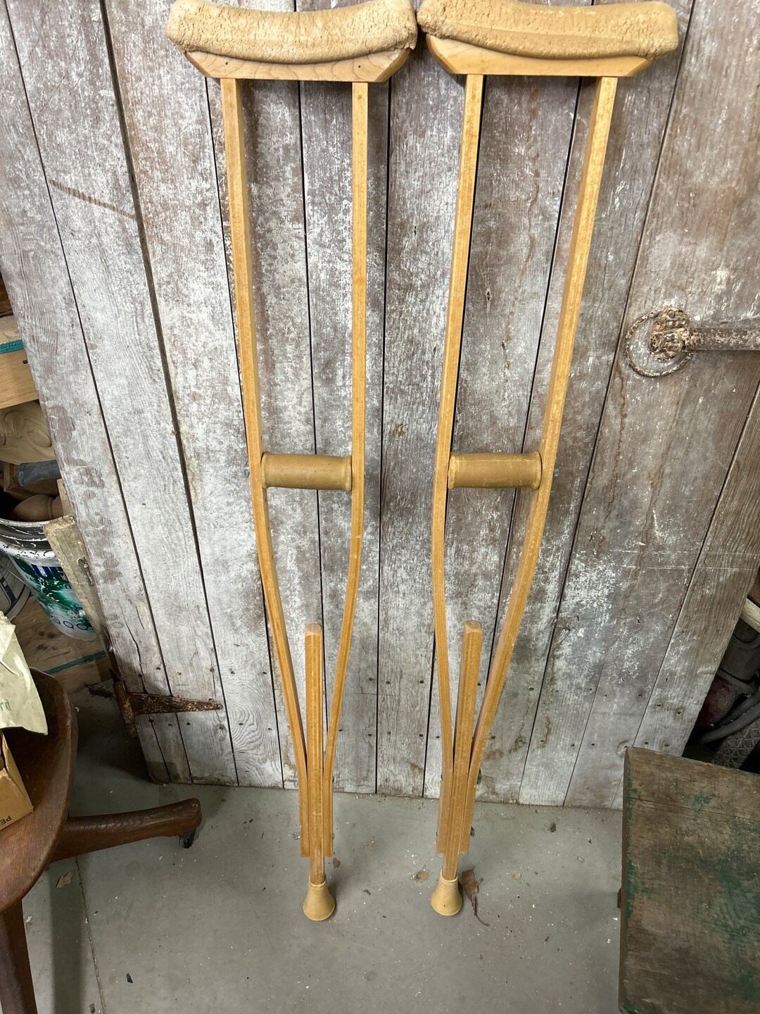 Old Hospital Crutches Crutch Cane Wood Crutches Display Etsy