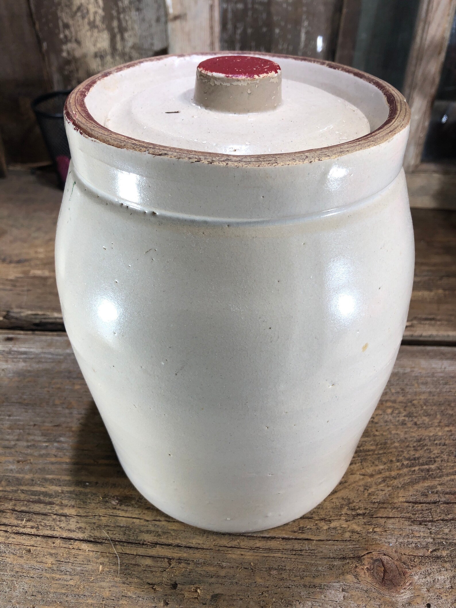 Vintage Crock / Cookie Jar Farmhouse Find. Hand Painted Etsy