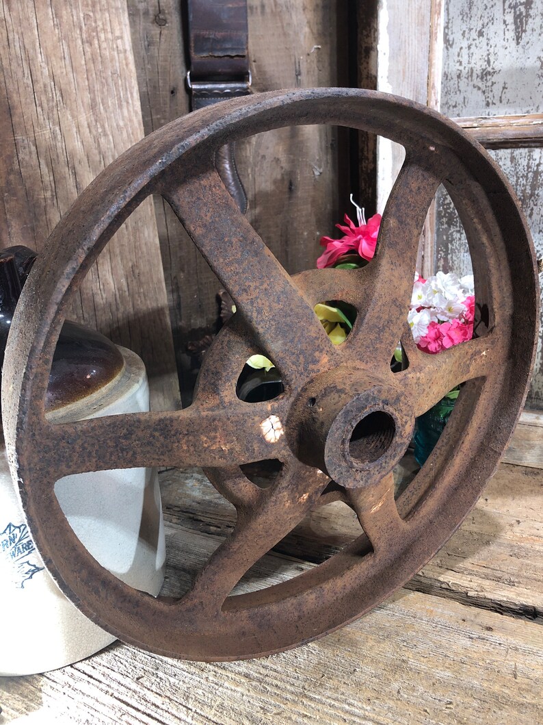 Vintage Industrial Salvage Steampunk Metal Wheel farm Etsy