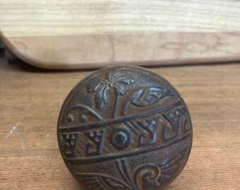 Victorian ornate brass metal door knob, door handle