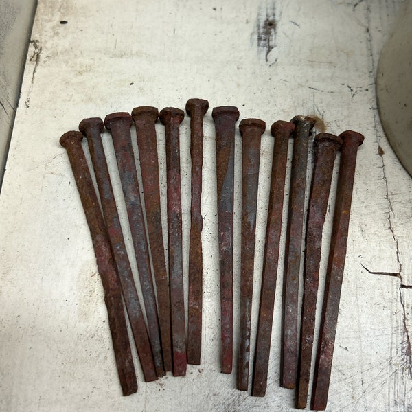 Vintage Blacksmith square Nails 12 pack, 4” barn nails