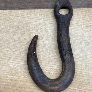 vintage chain hook. iron hook , , hanger, blacksmith made