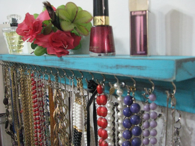 Necklace Holder Necklace Organizer Many colors Turqouis 24 inch. Large Necklace Hanger