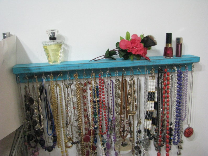 Necklace Holder Necklace Organizer Many colors Turqouis 24 inch. Large Necklace Hanger
