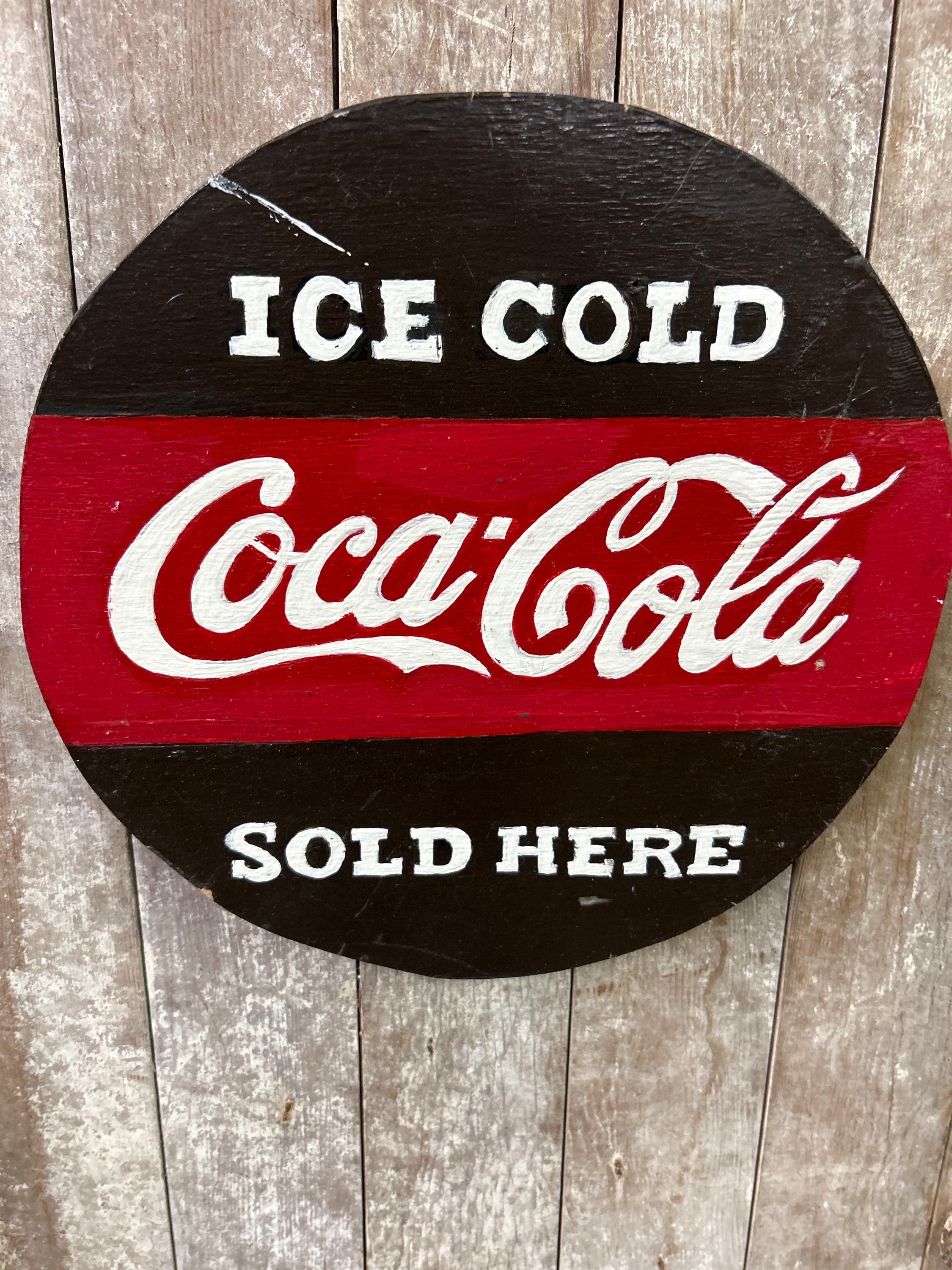 Coca-Cola 丸形看板　５０ｃｍ Coke. Coca Cola Wood Handmade Sign, - Etsy