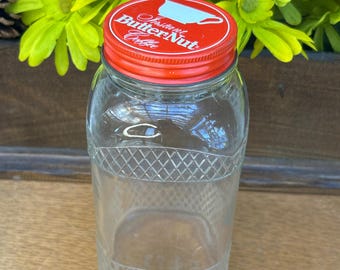 Vintage jar with vintage Instant Butter-Nut Coffee jar lid