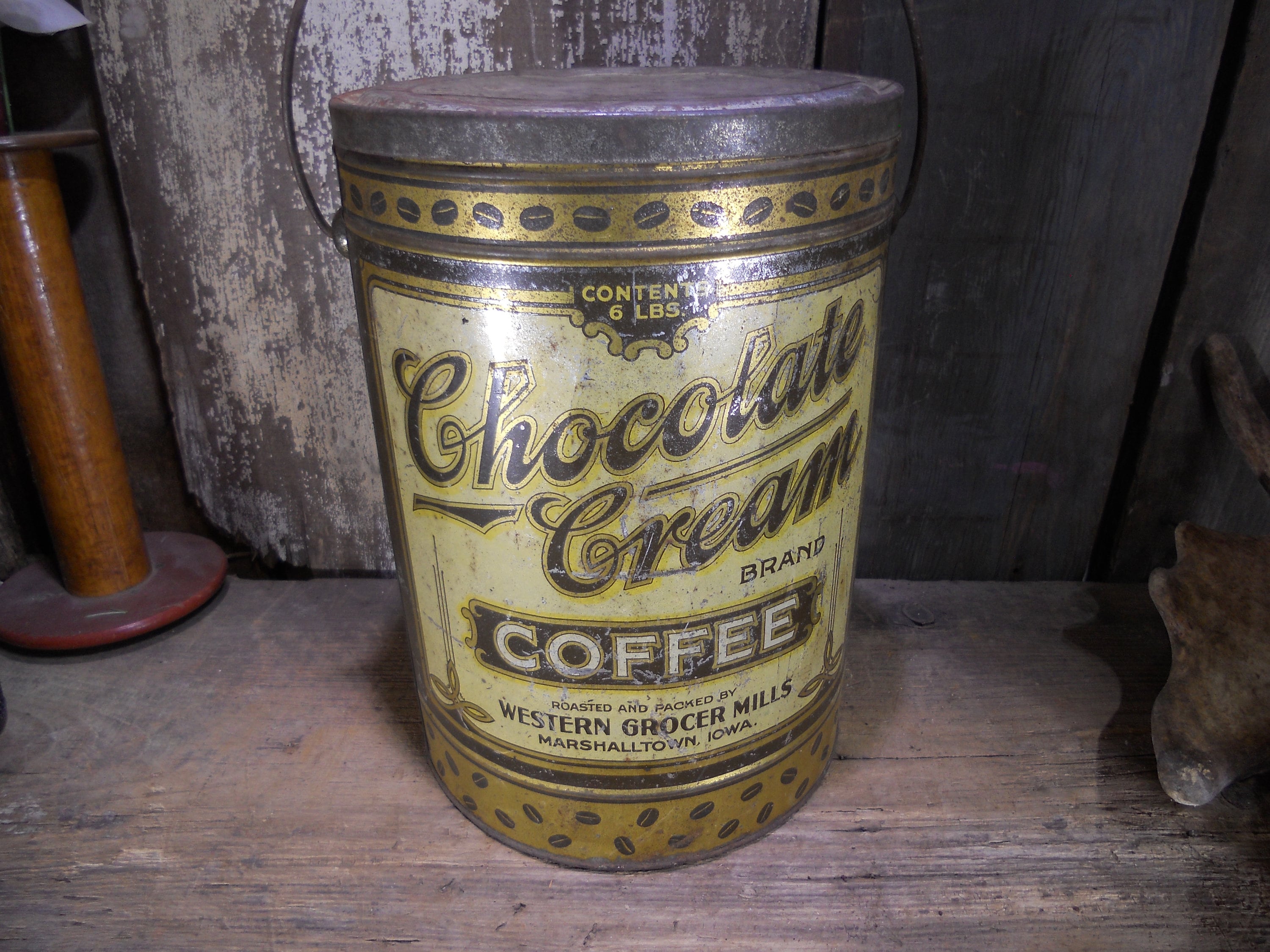Vintage Chocolate Cream Coffee Western Grocer Mills Large 6