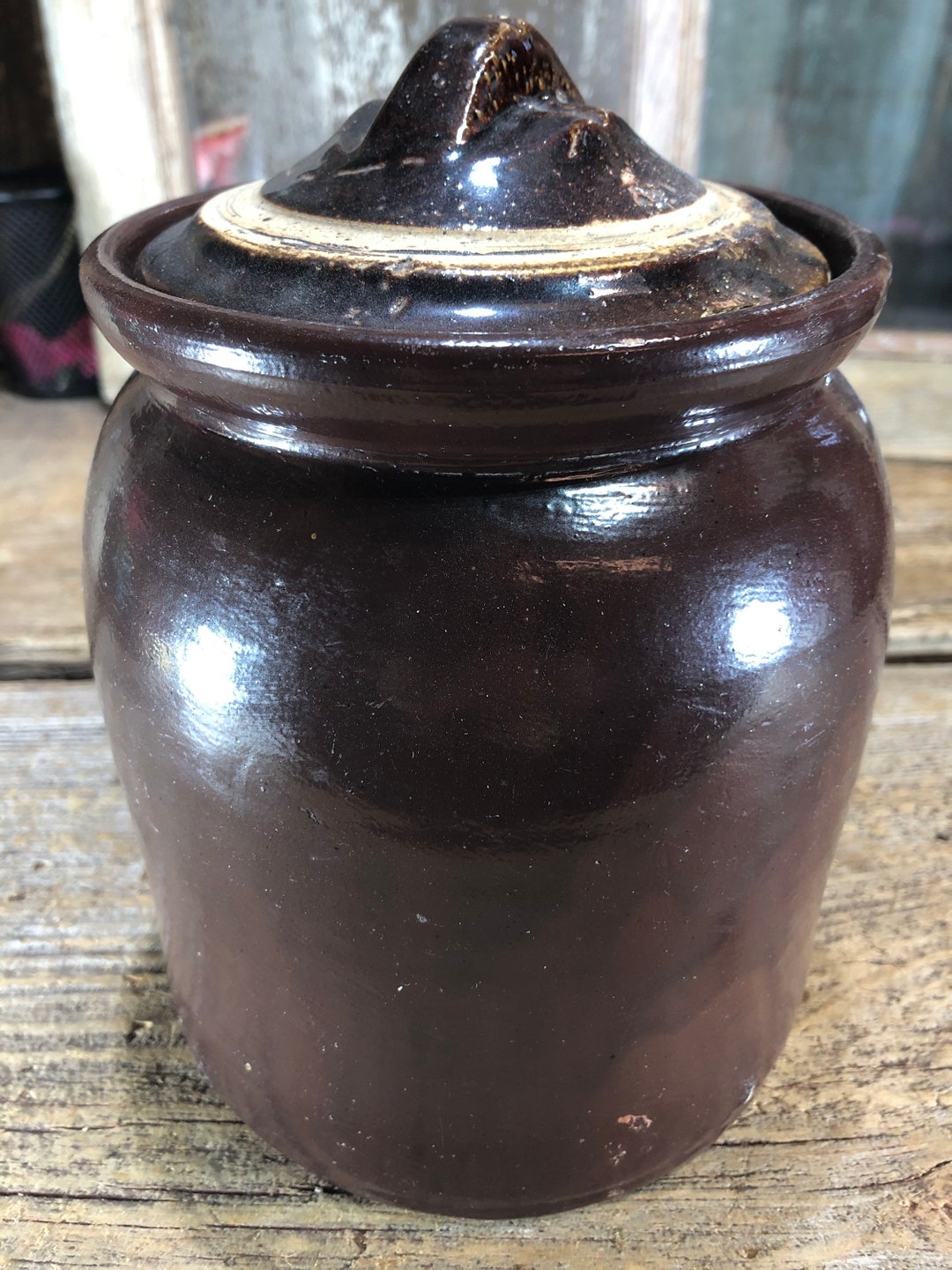 Vintage Crock Cookie Jar Containerfarmhouse Find Etsy