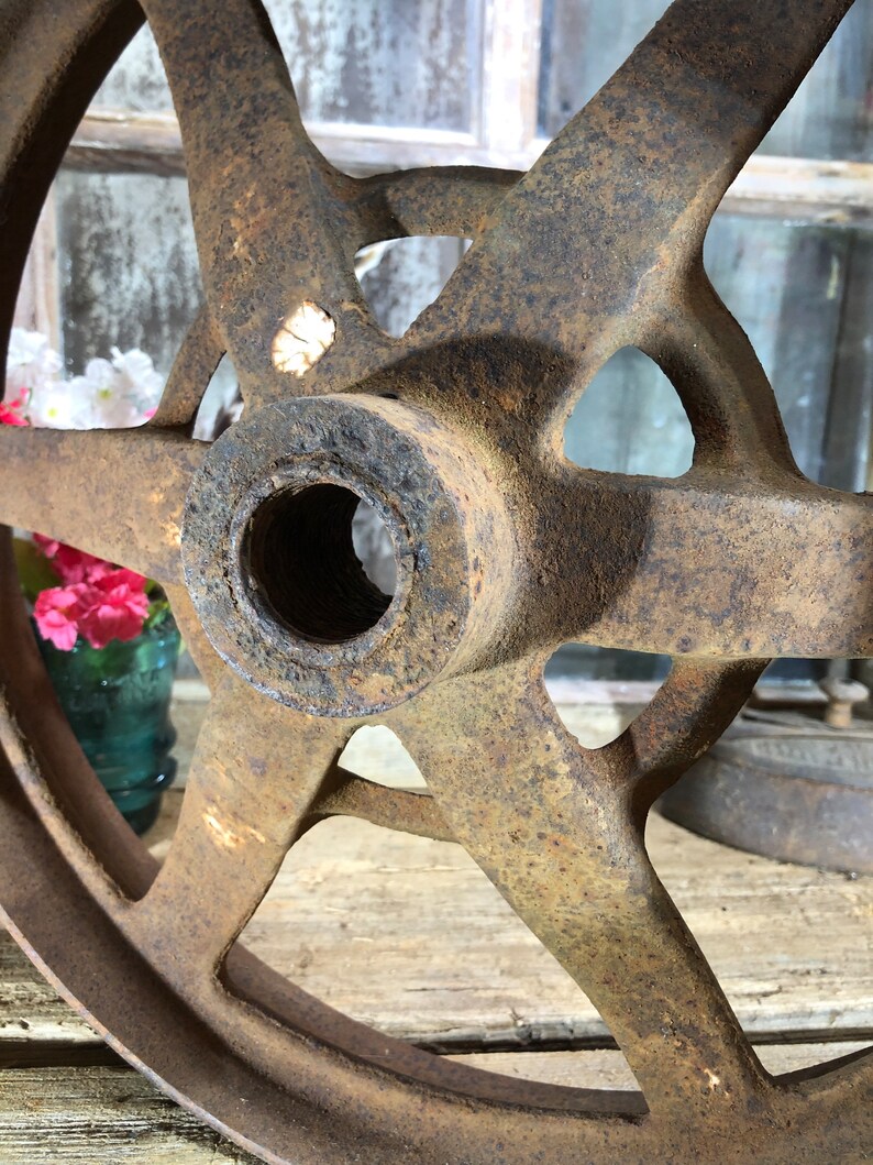 Vintage Industrial Salvage Steampunk Metal Wheel farm Etsy