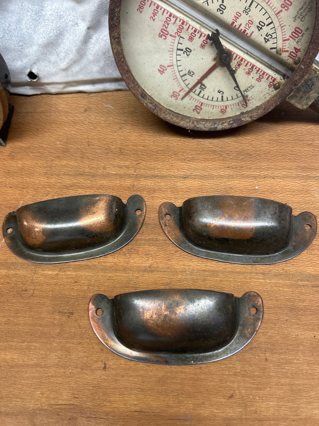 3 Antique Copper Pulls, Knobs,handles , Etsy