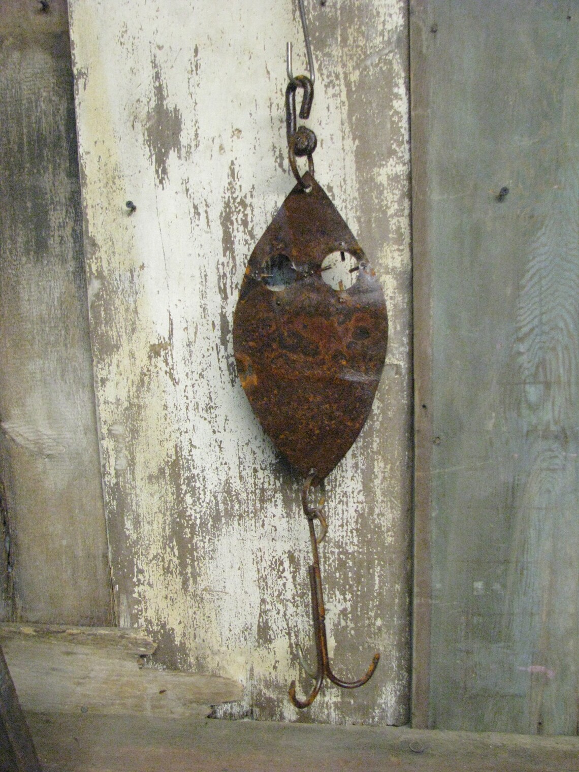 Vintage fishing hook plant hanger.. rusty patina.. hanging.. Etsy