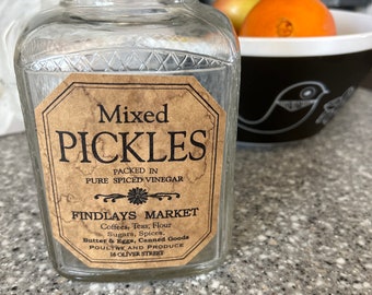 Vintage pickle jar, glass storage jar