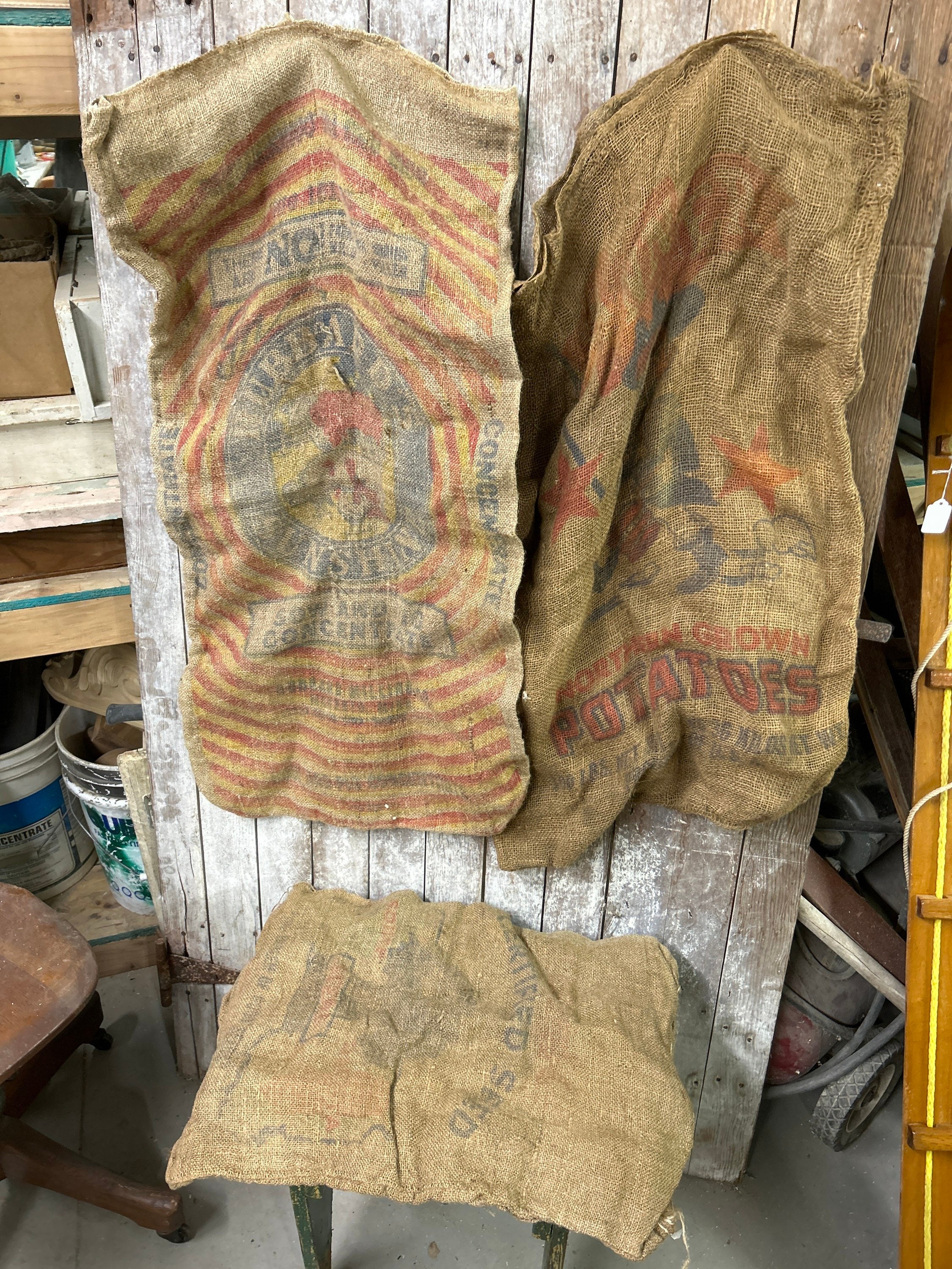 3 Vintage Gunny Sacks Burlap potatoes Sacks Etsy