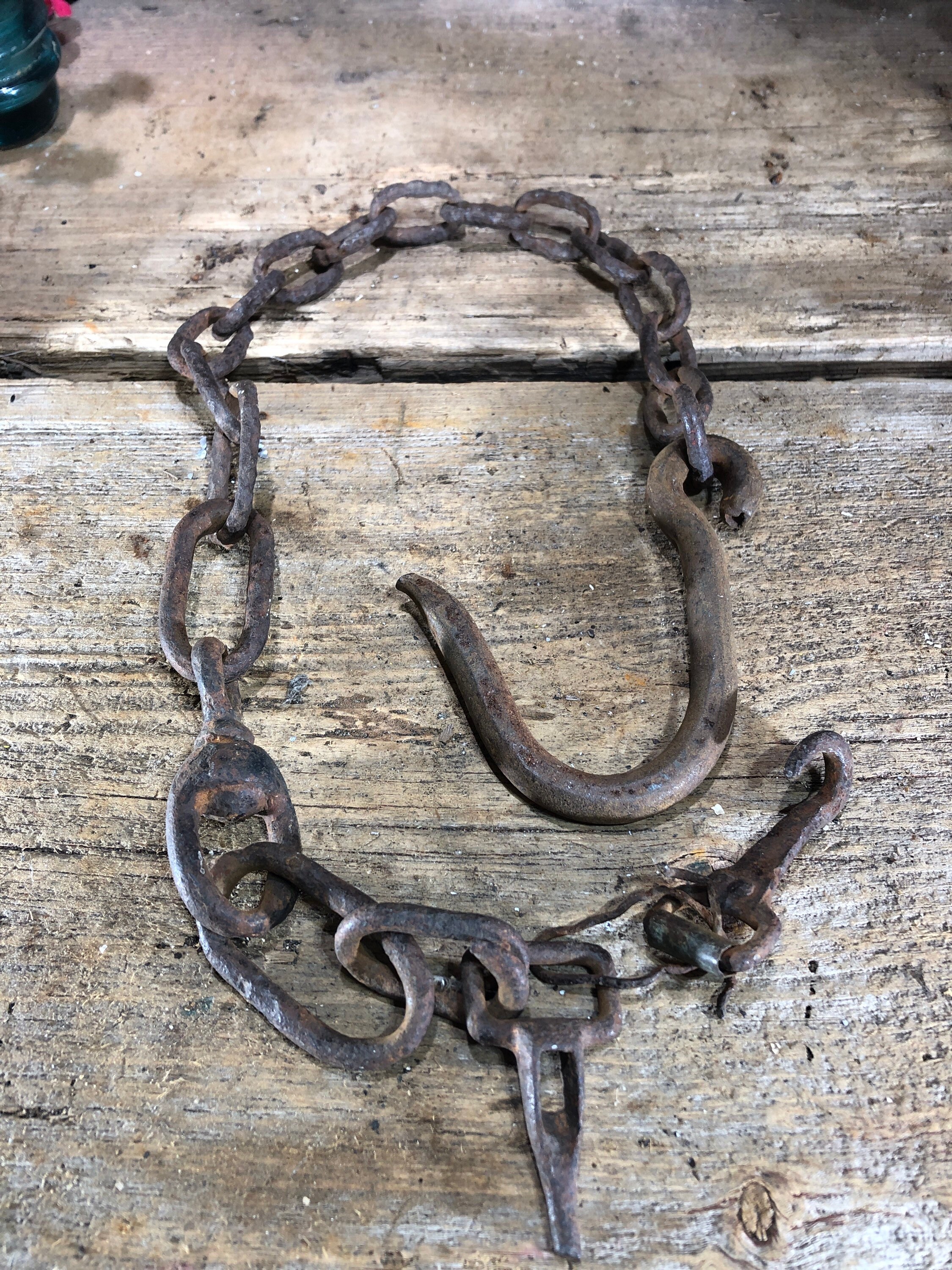 Antique Handmade Metal Chain, Hand Forged Chain, Free Delivery 