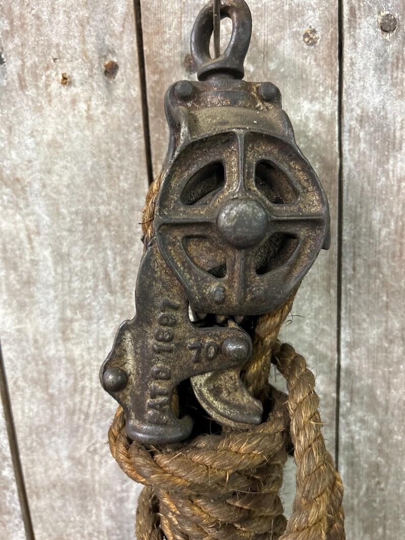 Vintage Barn Pulley, Industrial Iron Pully, Rope Pulley, Straight off ...