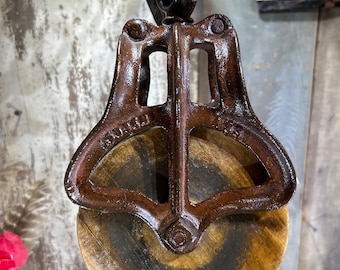 Antique Barn Pulley, Industrial Cast Iron Pulley, Rope pulley, Straight off the farm