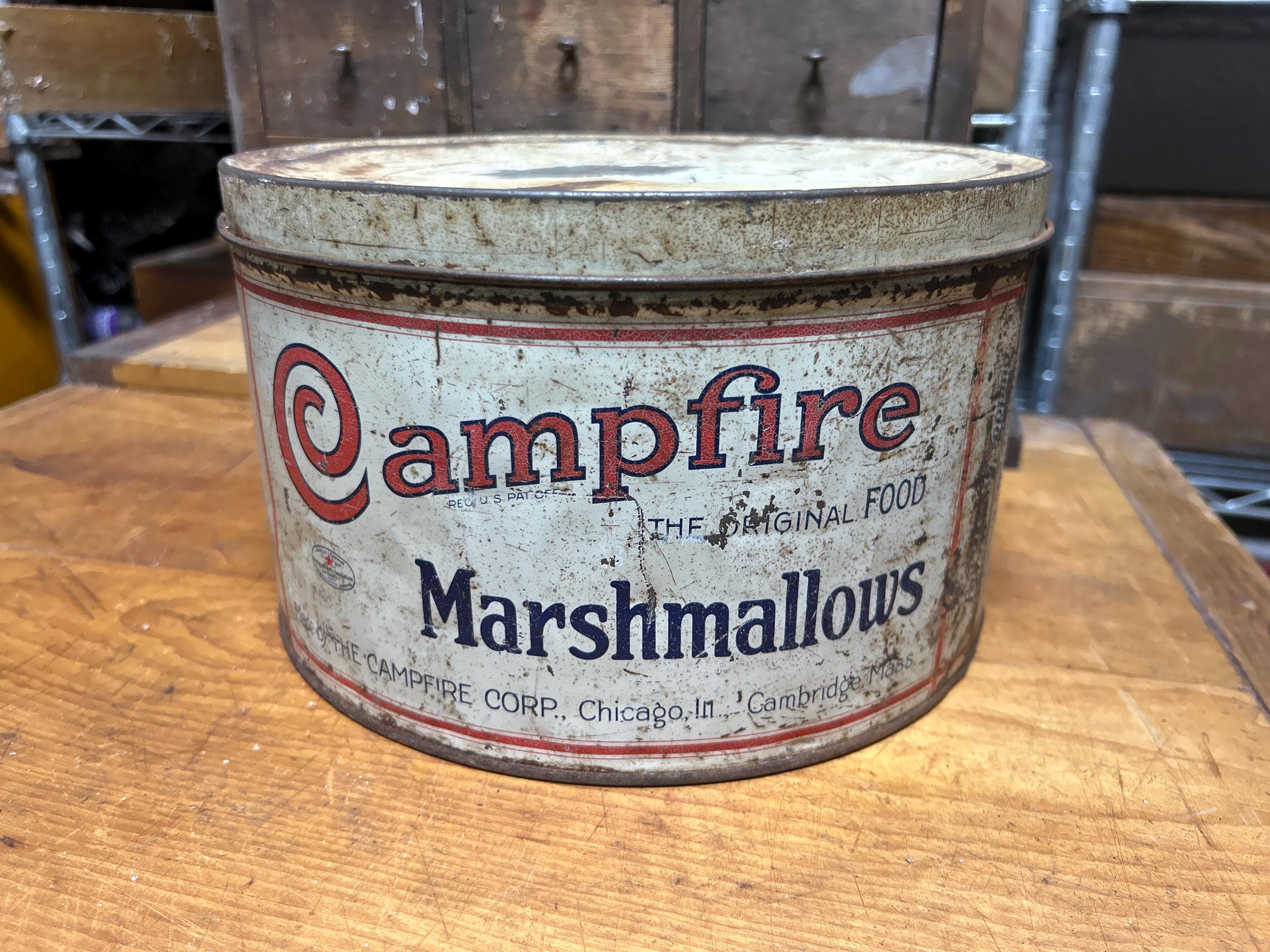 スーパーレア 20s ティン缶 Campfires Marshmallow CAMPFIRE MARSHMALLOWS 
