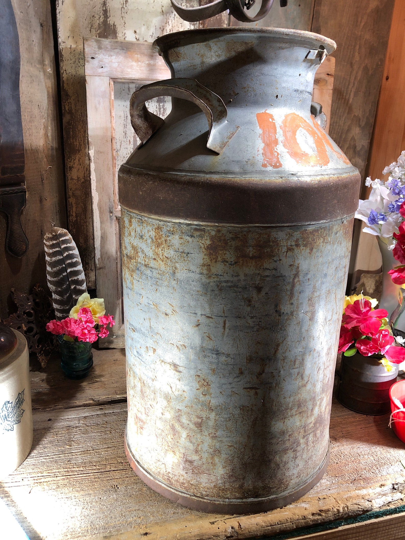 Vintage 10 Gallon Milk Can .cleanedfarm Salvage. Garden Etsy