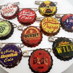 Fallout inspired Unofficial Weathered Bottle Cap Pins. Pick Your Favorites!