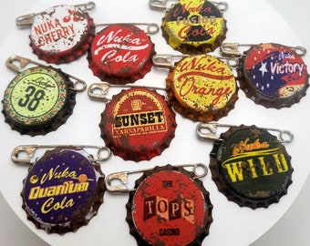 Fallout inspired Unofficial Weathered Bottle Cap Pins. Pick Your Favorites!
