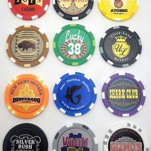 Kasino Multi-Stripe Poker Chips oder Schlüsselanhänger Ödland inspiriert. 12 Kasinos zur Auswahl!