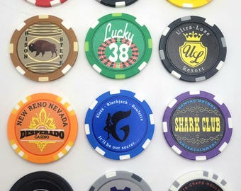 Casino Multi-stripe Poker Chips or Keychains Wasteland Inspired