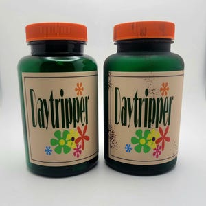 Daytripper Wasteland Inspired Weathered or Clean Versions. Plastic Bottle Container Prop. Weatherproof Label!