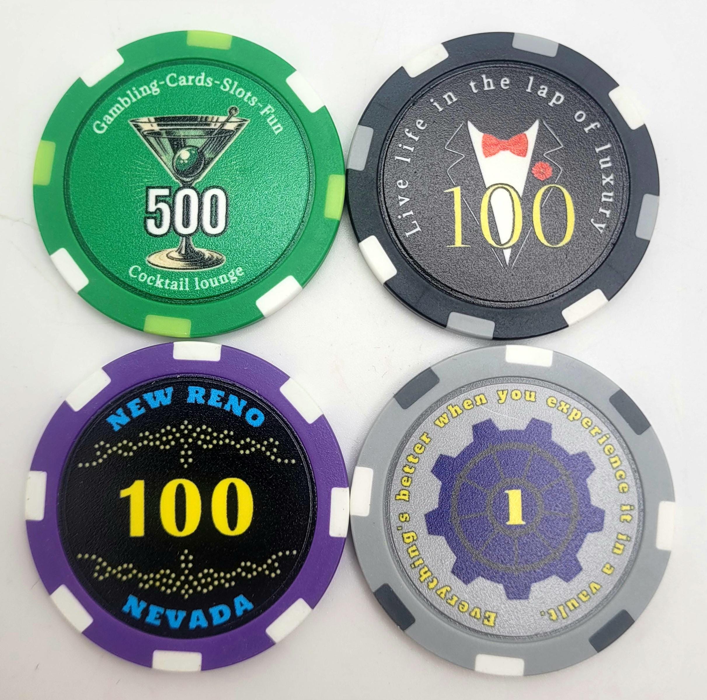 Casino Multi-stripe Poker Chips or Keychains Wasteland Inspired