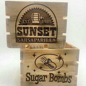 Wooden Mini Wasteland Inspired Distressed Crates Such As: Sarsaparilla, Cola's, & More! Or You Can Submit Your Own Design!
