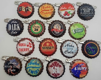 Bottle Cap Pins #1 Wasteland inspired Weathered You Pick Your Favorites! Sunset Caps Come with Blue Star! High Quality Printed on Real Caps!