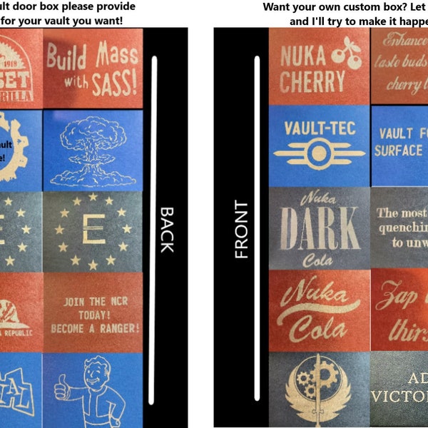 Fallout Inspired Unofficial Gift Boxes, Nuka Cola, Special, Vault Logo, Sunset Sarsaparilla, Enclave, Brotherhood, Nuka Dark, Nuka Cherry!